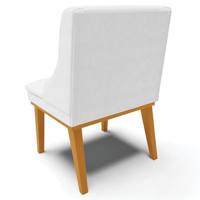 Kit 5 Cadeiras Decorativas Sala de Jantar Base Fixa de Madeira Firenze PU Branco Fosco/Castanho G19 - Gran Belo