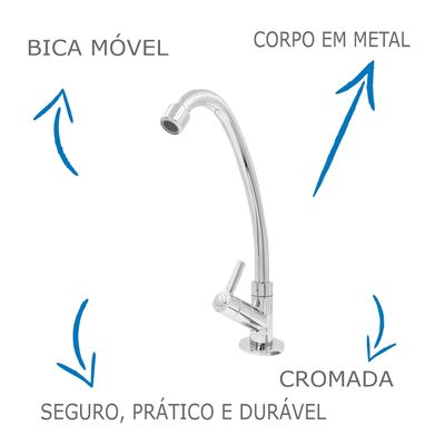 Torneira De Cozinha Oliveira Luxo 1168 C-72 1/4 Volta De Bancada Com Bica Móvel