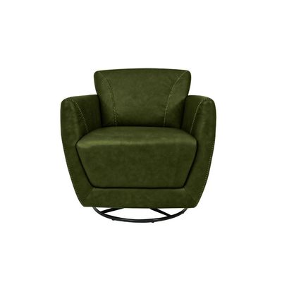 Poltrona Decorativa Valentina Sala de Estar Giratória Couro Verde Manchado G40 - Gran Belo