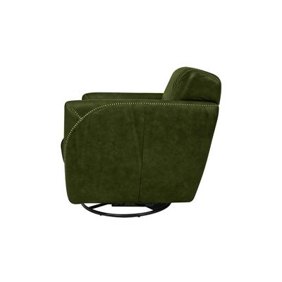 Poltrona Decorativa Valentina Sala de Estar Giratória Couro Verde Manchado G40 - Gran Belo