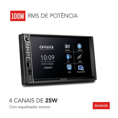 Central Multimídia Car Áudio AIWA CA-DD-01 4X25W BT Mic Bivolt