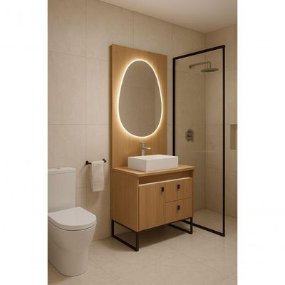Gabinete Para Banheiro Tech Led 2g 80cm Com Pé Branco