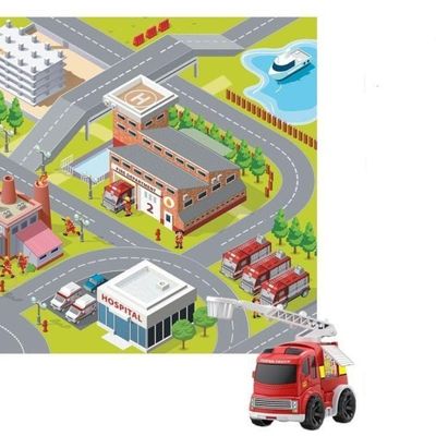 Tapete Infantil Divertido Pista De Corrida Hot Whells Cidade Com Carrinho Tatame Educativo Quarto Interativo