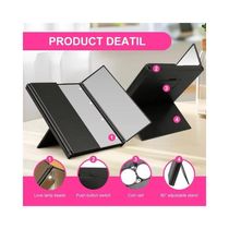 Espelho Maquiagem Portatil Dobravel Led Bolsa Triplo Aumento Iluminacao Mesa Bancada Viagem Camarim Retoques Rapidos
