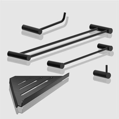 Kit Acessórios Para Banheiro Preto Fosco 5 Peças Grego Metal 2160or