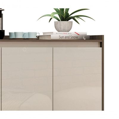 Balcao Buffet Retrô Delta 3 Portas Malbec Com Off White - Moveisaqui