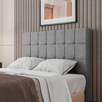 Cabeceira Estofada Casal 140 Cm Turmalina Veludo Cor: Cinza