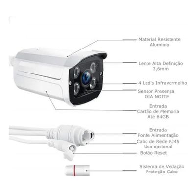 Câmera de segurança WiFi externa HD 1080P à prova d'água visão noturna inteligente