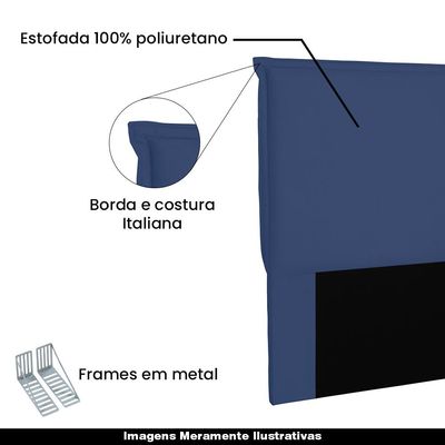 Cabeceira Decorativa King Size 1,95M Trento Suede Azul Marinho - Gran Belo
