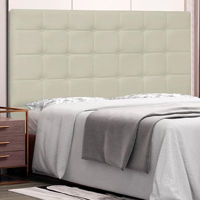 Cabeceira Decorativa Queen Size 1,60M Tropea PU Marfim - Gran Belo