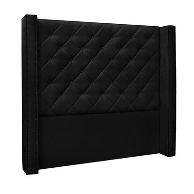 Cabeceira Decorativa Queen Size 1,84M Loewe Suede Preto - Gran Belo