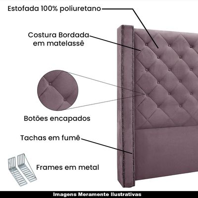 Cabeceira Decorativa Queen Size 1,84M Loewe Veludo Uva - Gran Belo