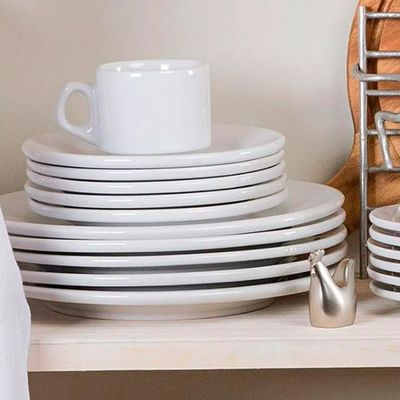 Prato de Sobremesa Plus Branco de Cerâmica 18cm 6 Unidades - Biona 141994