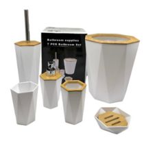 KIT BANHEIRO PORTA SABONETE  ESCOVA ALGODÃO LIXEIRA ESCOVA SANITÁRIA 6 PEÇAS