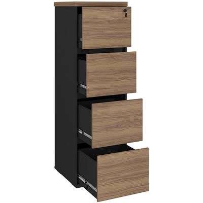 Armário Para Escritório Arquivo 04 Gavetas com Chave Unik A02 Nogal Preto - Lyam Decor