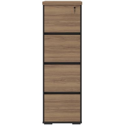 Armário Para Escritório Arquivo 04 Gavetas com Chave Unik A02 Nogal Preto - Lyam Decor