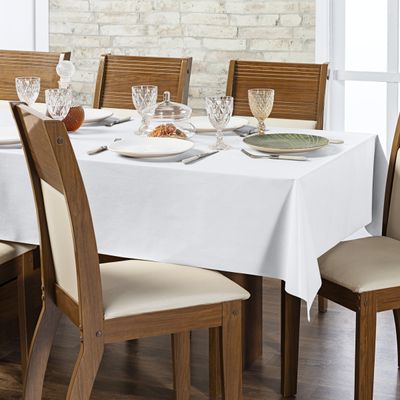 Toalha de Mesa 8 Lugares Térmica Impermeável 1,40 m x 2,50 m 100% Policloreto de Vinila - Branca