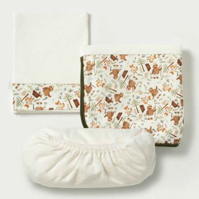 Jogo de Lençol de Berço Americano 3Pçs Camping Off White-Hug