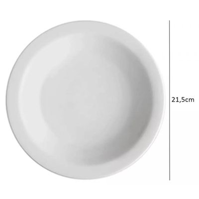 Jogo de 12 Prato Fundo Sopa Massa Branco Ceramica - Porcelart