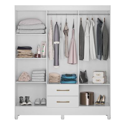 Guarda Roupa Roupeiro Casal Panama 6 Portas 2 Gavetas Branco Acetinado - Moval