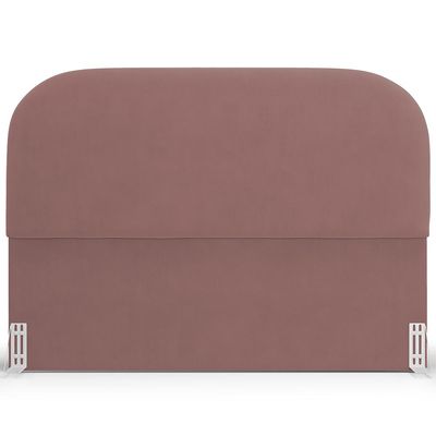 Cabeceira Cama Box Casal 140cm Lanna com Puff Recamier Doha W01  Suede Rosê - Lyam Decor