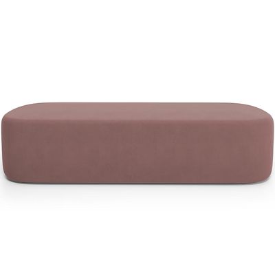Cabeceira Cama Box Casal 140cm Lanna com Puff Recamier Doha W01  Suede Rosê - Lyam Decor