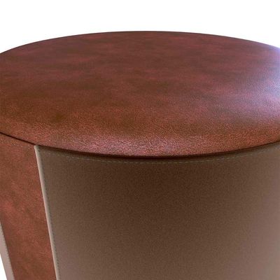 Puff Banqueta Redondo Luxo Copenhage Matrix Sintetico Marrom Veludo