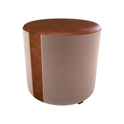 Puff Banqueta Redondo Luxo Copenhage Matrix Sintetico Marrom Veludo