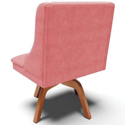 Kit 6 Cadeiras Decorativas Sala de Jantar Base Giratória de Madeira Firenze Suede Rosê/Natural G19 - Gran Belo