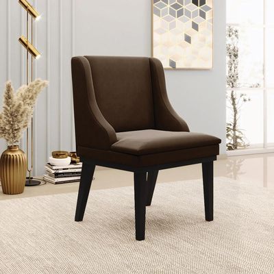 Kit 3 Cadeiras Decorativas Sala de Jantar Base Fixa de Madeira Firenze Suede Marrom/Preto G19 - Gran Belo