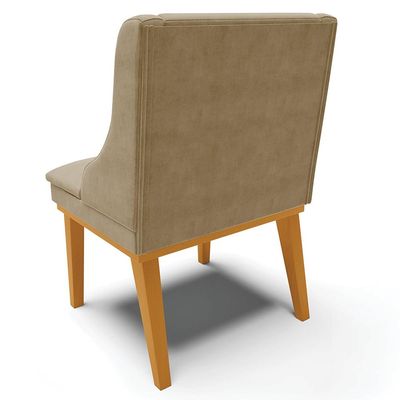 Cadeira Decorativa Sala de Jantar Base Fixa de Madeira Firenze Suede Nude/Castanho G19 - Gran Belo
