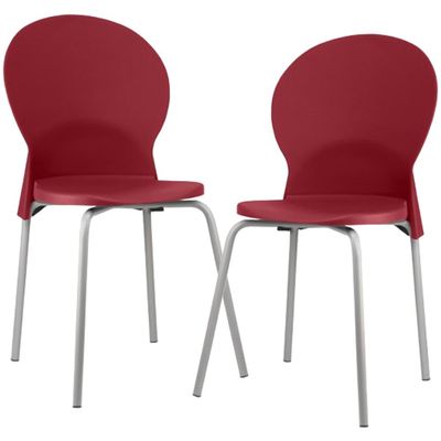 Kit 02 Cadeiras Para Sala De Jantar Cozinha Mond F02 Base Aço Cinza Vermelho - Lyam Decor