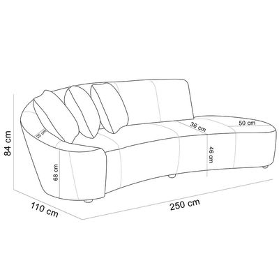 Sofá 3 Lugares Com Puff Orgânico Sala Living 250cm Adam T03 Veludo Bege - Lyam Decor