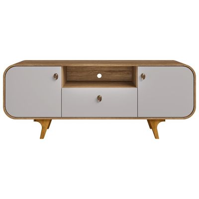 Rack Para Sala de Estar TV 55 Pol Orgânico Picasso B02 Cinamomo Off White - Lyam Decor