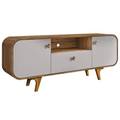 Rack Para Sala de Estar TV 55 Pol Orgânico Picasso B02 Cinamomo Off White - Lyam Decor