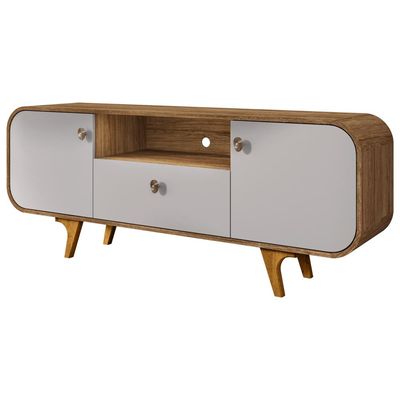 Rack Para Sala de Estar TV 55 Pol Orgânico Picasso B02 Cinamomo Off White - Lyam Decor