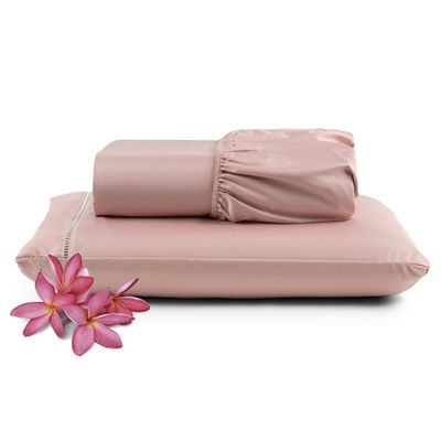 Jogo Cama Lençol Unique Solteiro 400 Fios Ponto Palito 2 Peças - Rosê
