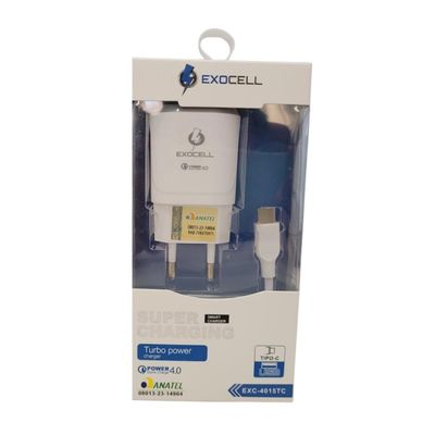 Carregador Celular Cabo Tipo C  4A V9 Turbo Power - Exocell