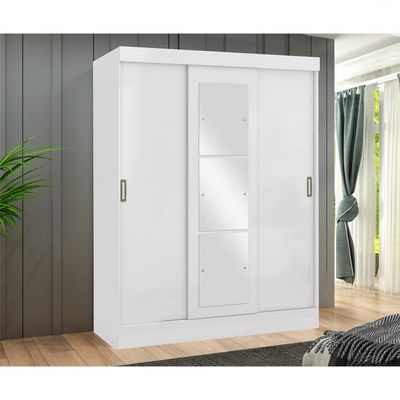 Guarda-Roupa Roupeiro Maxel San Marino 3 Portas de Correr 2 Gavetas Branco