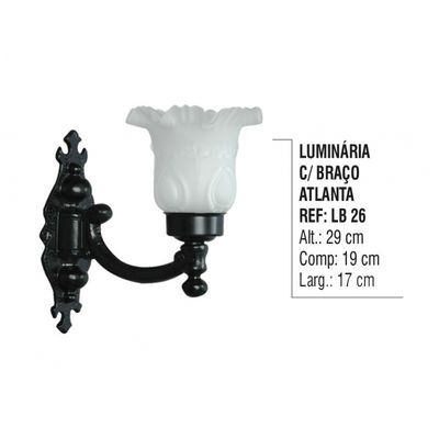 Luminária Atlanta com Braço Externa/interna em Alumínio 29cm