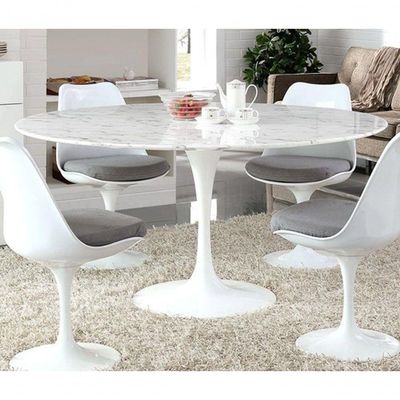 Mesa Saarinen Redonda 120cm Mármore Branco Extra Yescasa