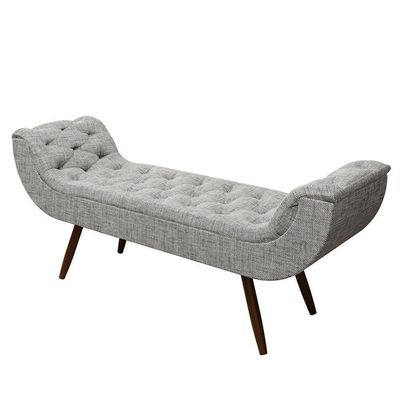 Recamier Puff Estofado Queen 160 Cm Drusa Linho Cinza