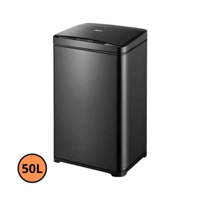 Lixeira Automática Inox Preto Retangular 50 Litros C/ Sensor