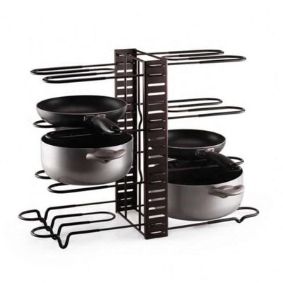 Organizador Panelas Frigideiras Rack Inox Ajustavel Armarios Bancadas Suporte Multiuso Grande 8 Divisorias Paneleiro Coz
