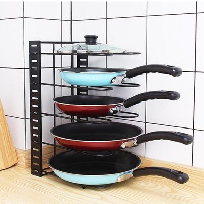 Organizador Panelas Frigideiras Rack Inox Ajustavel Armarios Bancadas Suporte Multiuso Grande 8 Divisorias Paneleiro Coz