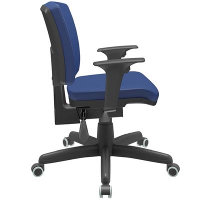 Cadeira de Escritório Executiva Office Base Giratória Preto Baixa Flexi P03 Vinil Azul - Lyam
