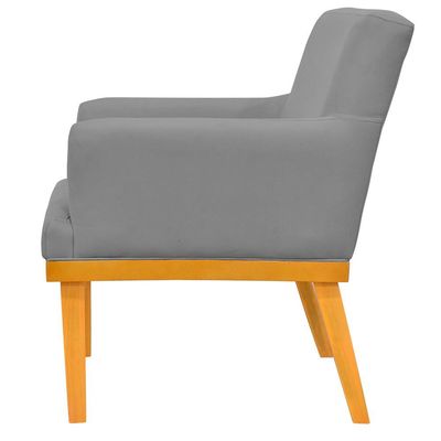 Kit 03 Poltronas Decorativa Para Sala de Estar Base Mel Beatriz W01 Corano Cinza - Lyam Decor
