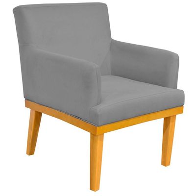 Kit 03 Poltronas Decorativa Para Sala de Estar Base Mel Beatriz W01 Corano Cinza - Lyam Decor