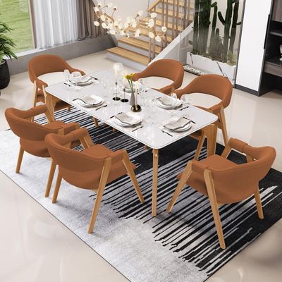 Kit 02 Cadeiras de Jantar e Estar Living Estofada Nadja L02 Bouclê Terracota - Lyam Decor