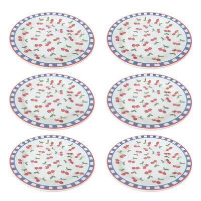 Prato de Sobremesa de Cerâmica Donna Jardim de Cerejas 18cm 6 Unidades - Biona 149874